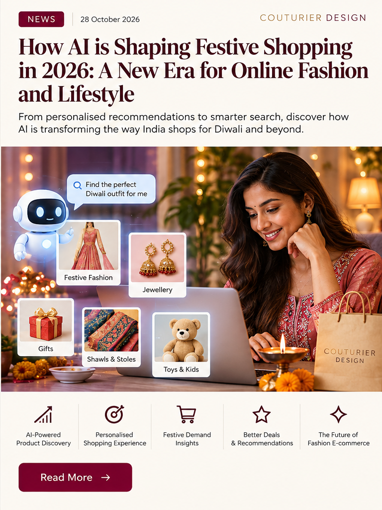 AI and online festive shopping editorial for Diwali 2026 at Couturier Design