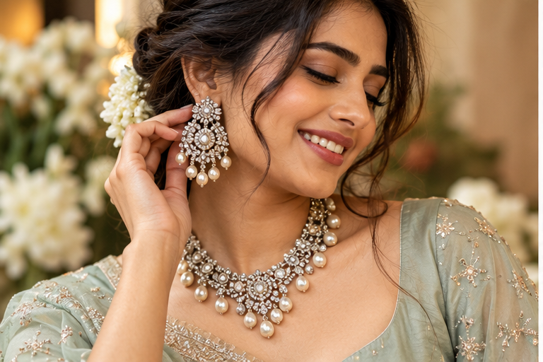 Festive Diwali 2026 jewellery styling with statement earrings