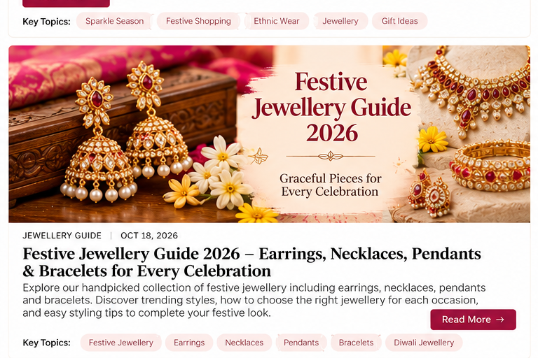 Festive jewellery styling inspiration with earrings, necklaces and bracelets from Couturier Design