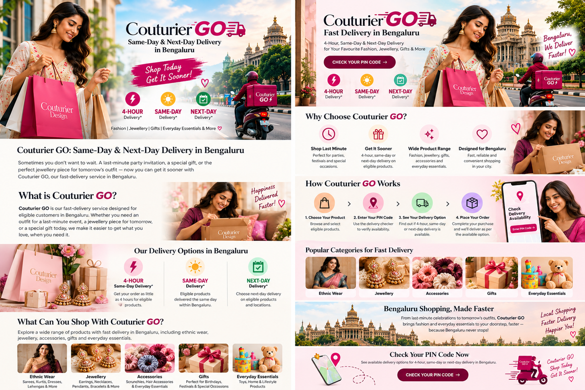 Couturier GO same-day and next-day delivery in Bengaluru