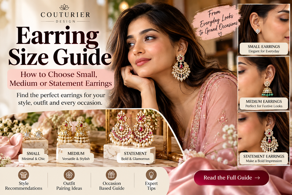 Earring size guide for small, medium and statement earrings at Couturier Design