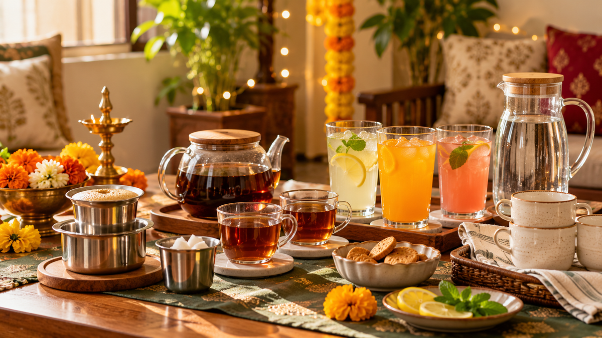 Tea, filter coffee and chilled non-alcoholic drinks arranged for Diwali home hosting
