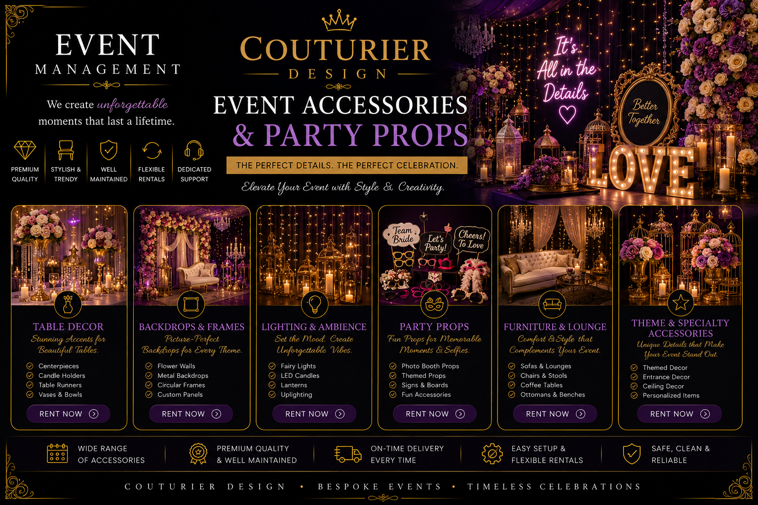 Couturier Events – Luxury Event Accessories & Party Props Rental | A Unit of Couturier Design