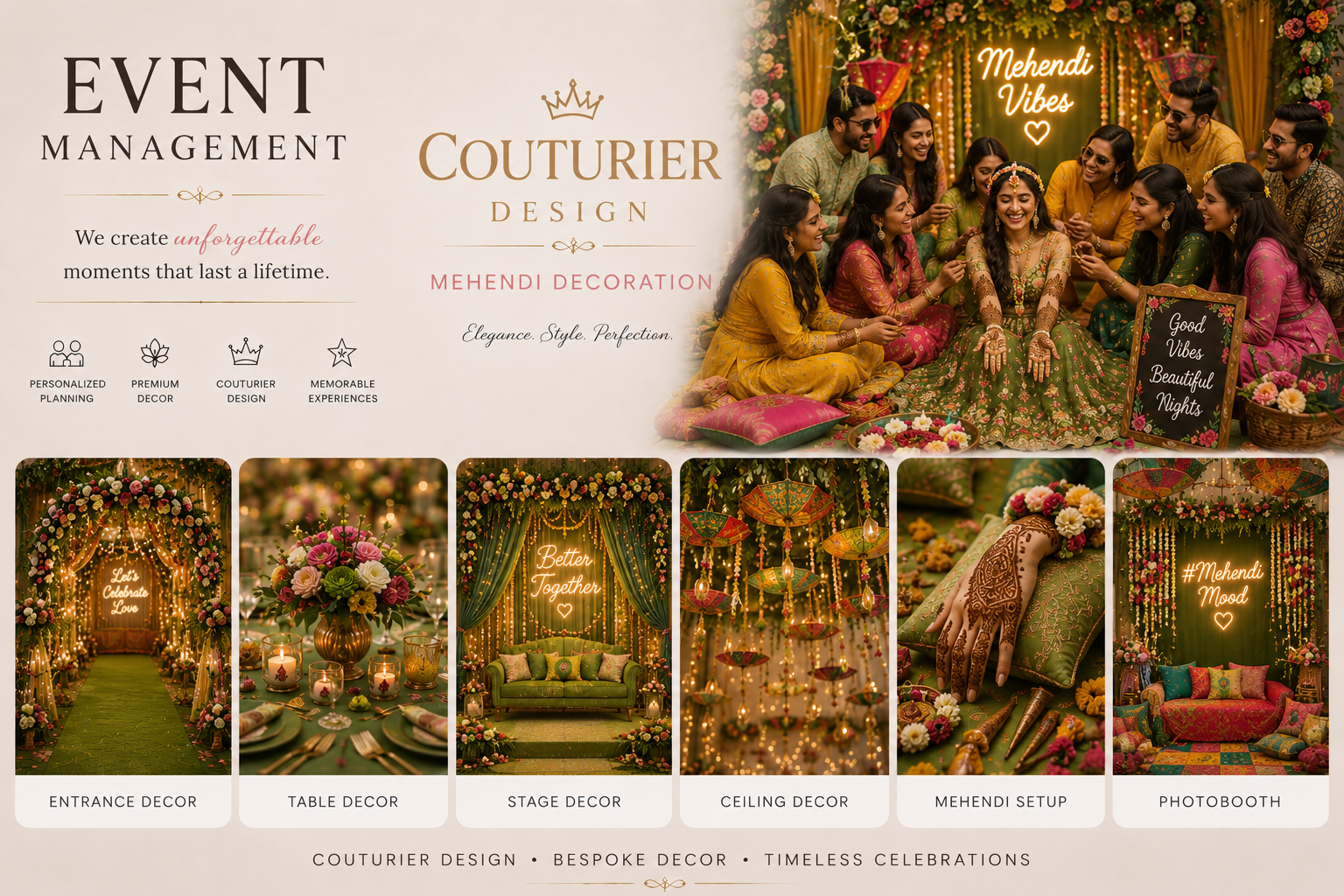 Couturier Events – Luxury Mehendi Decoration & Wedding Celebration Décor | A Unit of Couturier Design