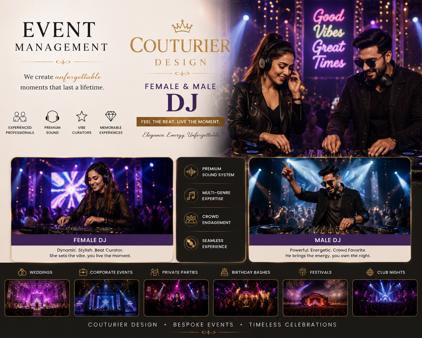 Couturier Events – Female & Male DJ Services for Weddings, Parties & Corporate Events | A Unit of Couturier Design
