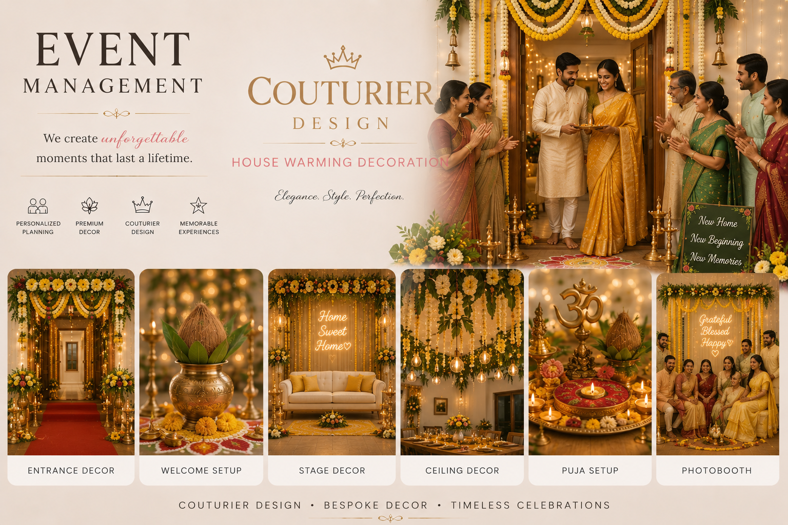 Couturier Events – Luxury House Warming Decoration & Griha Pravesh Décor | A Unit of Couturier Design