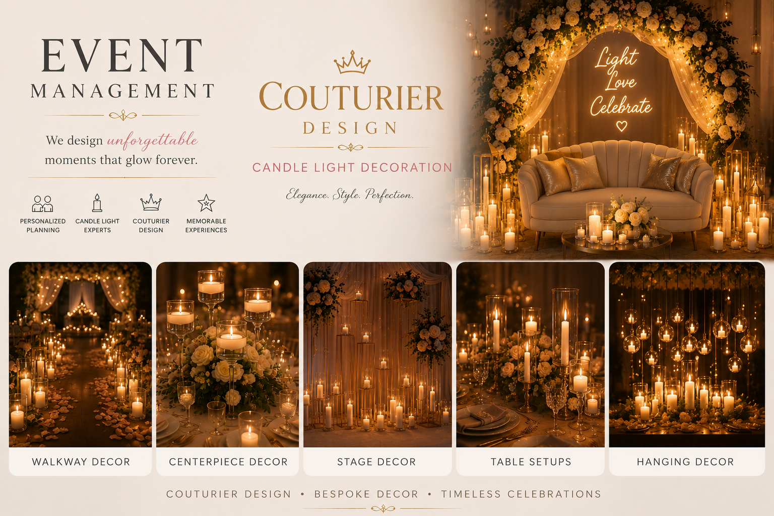 Couturier Events – Luxury Candle Light Decoration & Romantic Event Styling | A Unit of Couturier Design