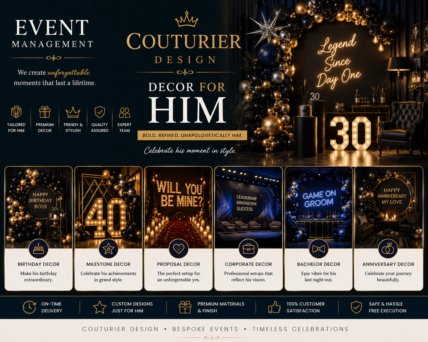 Couturier Events – Premium Decor for Him | Birthday, Proposal, Bachelor & Corporate Event Decor | A Unit of Couturier Design