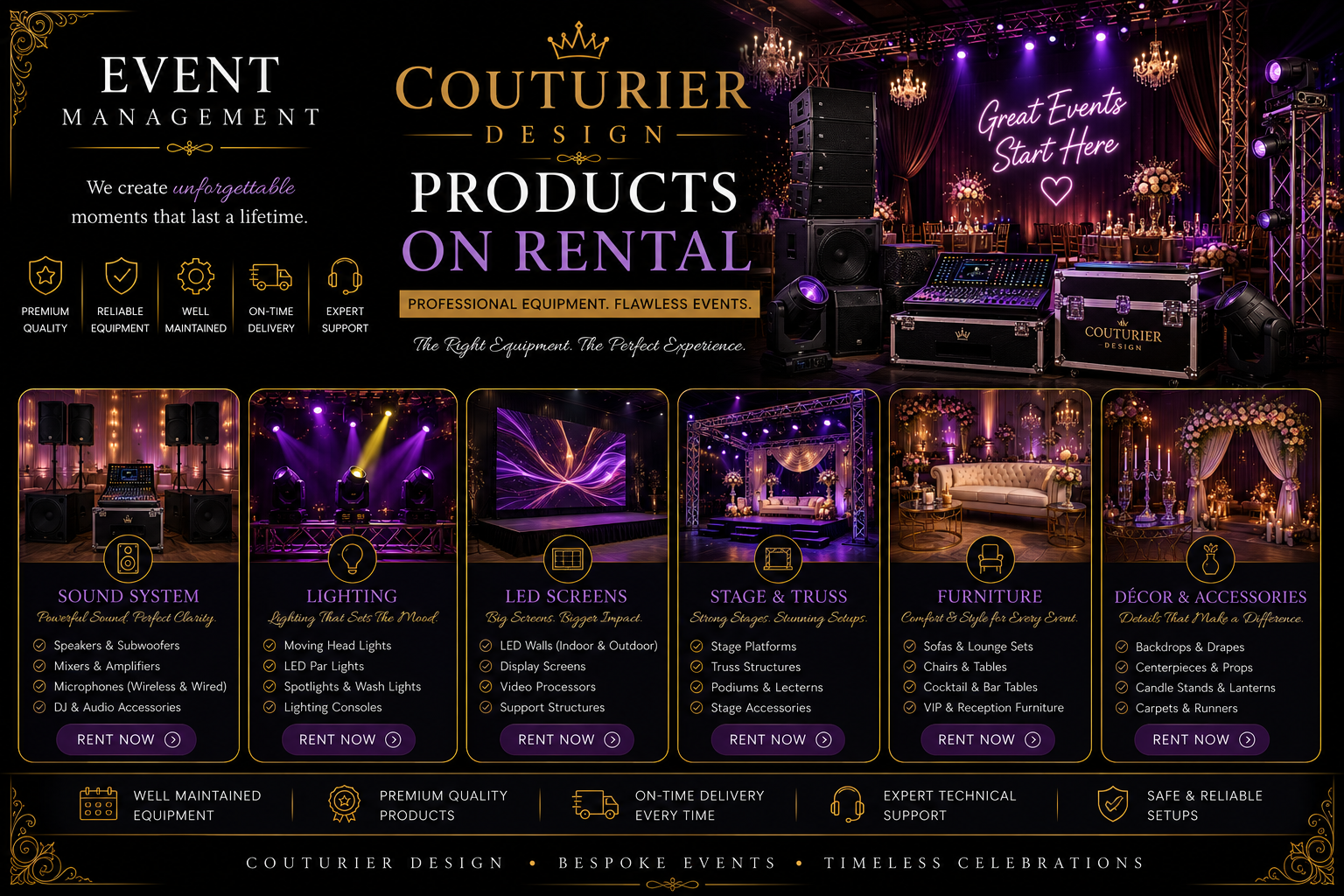 Couturier Events – Premium Event Products on Rental | Sound, Lighting, LED Screens & Stage Setup | A Unit of Couturier Design