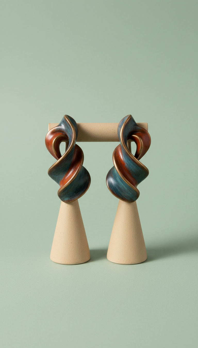 Bronze spice sculptural statement earrings