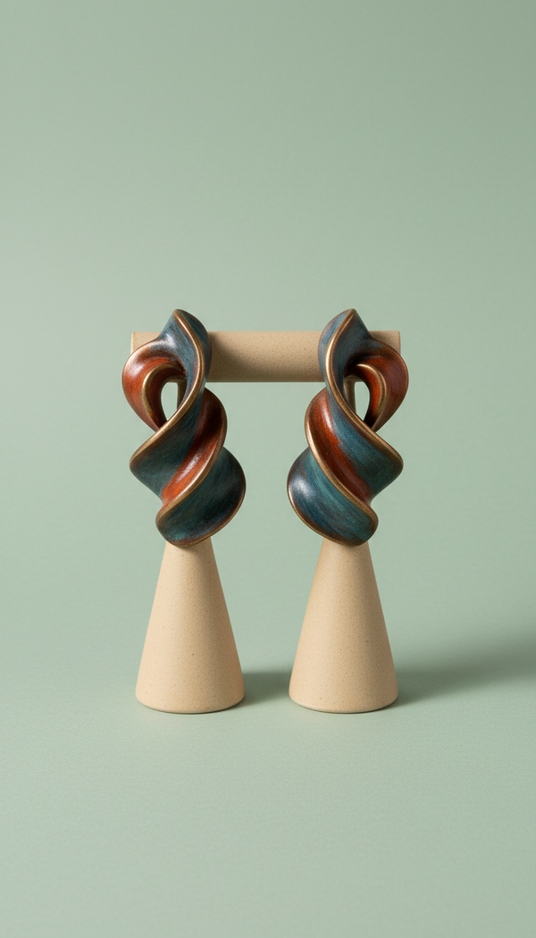 Bronze spice sculptural statement earrings