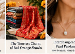 Interchangeable pearl pendant necklace styling view