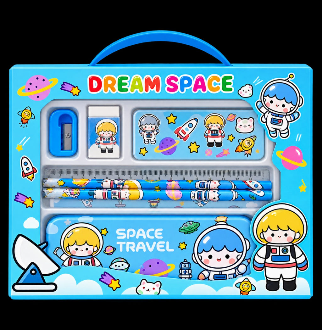 Dream Space kids space-themed stationery set with pencils ruler eraser and sharpener