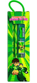 Green kids stationery set pack of 2 with ruler and sharpener