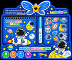 Reusable magical water painting space activity kit with water pen and coloring pages