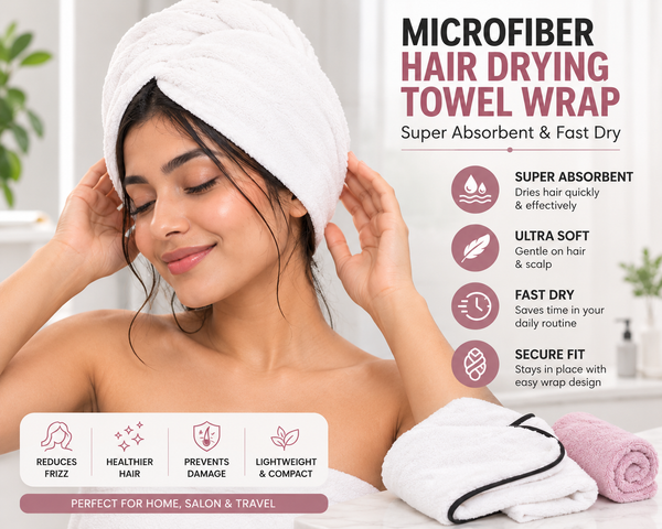 Microfiber Hair Drying Towel Wrap for Women – Super Absorbent Quick Dry Turban