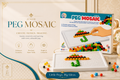Peg mosaic learning board game with colorful pegs and grid base, Junior 3+ box