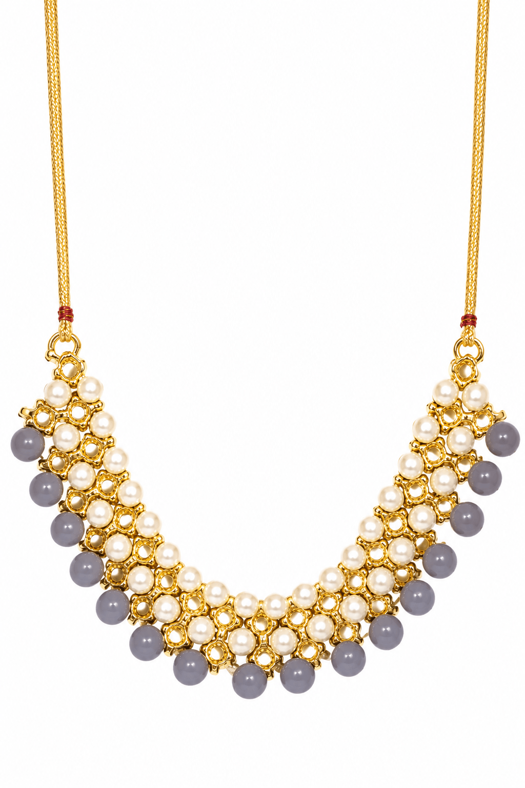 Grey Pearl Kundan Choker Necklace Set – Elegant Ethnic Jewellery for Women