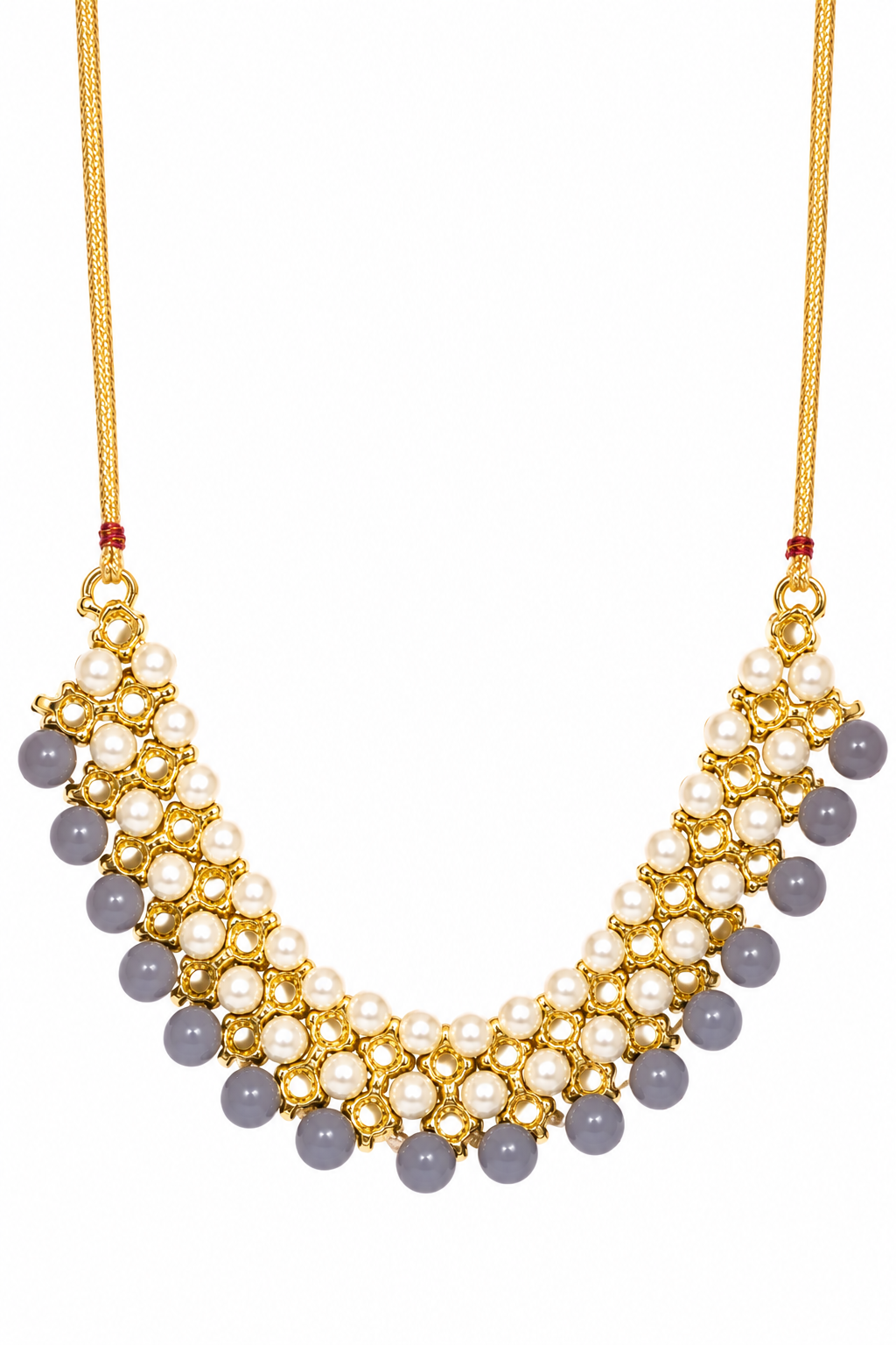Grey Pearl Kundan Choker Necklace Set – Elegant Ethnic Jewellery for Women