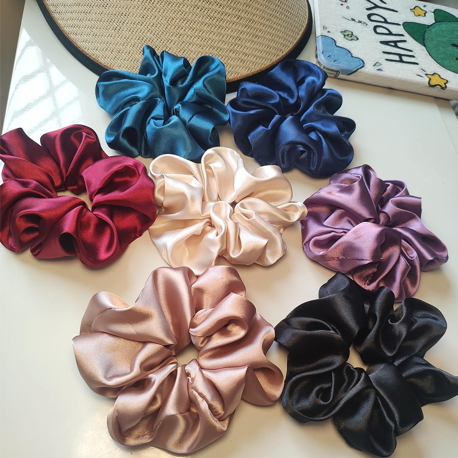 Couturier Design luxury satin scrunchie made of soft silk, gentle hold hair tie for women, prevents hair damage and tangles.