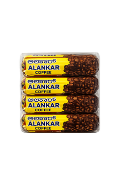 Pack of 4 Alankar Coffee sachets, yellow labels, stacked