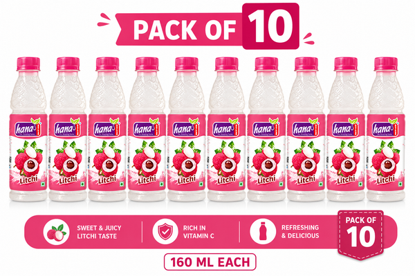 Hana Litchi Drink – Rich in Vitamin C | Pack of 10 × 160ml | Sweet & Juicy | Ready to Drink