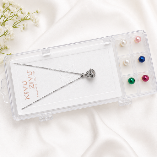 6 Pearl Wish Necklace Set for Women – Magnetic Pearl Cage Pendant Necklace with Interchangeable Color Pearls