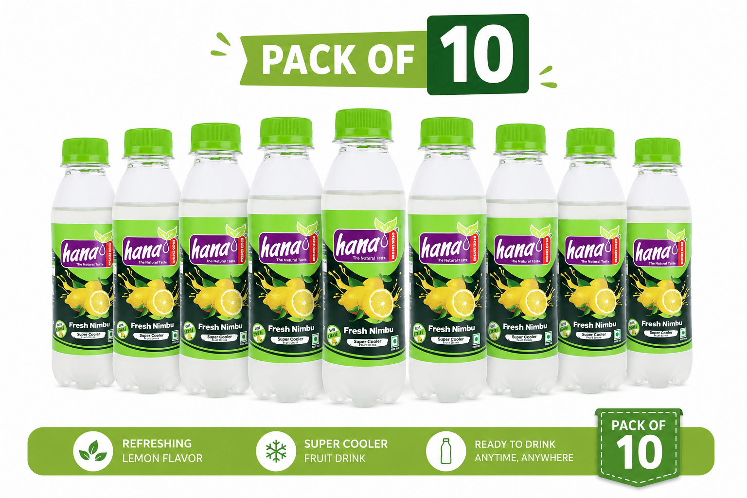 Hana Fresh Nimbu Lemon Juice Drink Bottle | Refreshing Summer Beverage | Ready to Drink Cool Juice