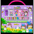 Purple summer stationery set for kids with pencils, ruler, sharpener and cute bunny-themed stationery