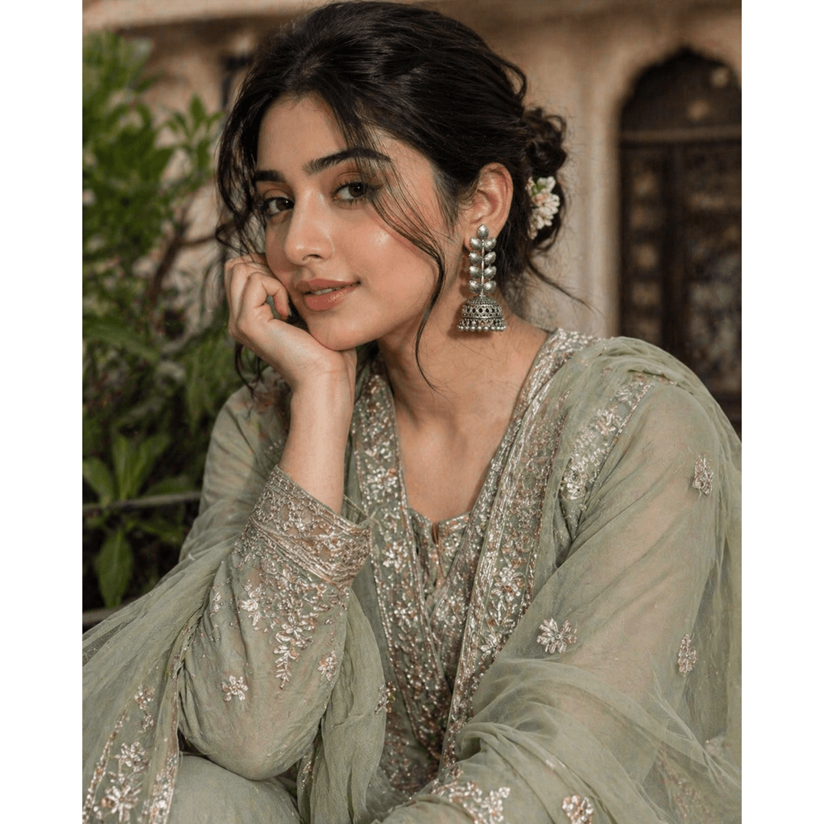 Oxidized Silver Leaf Drop Jhumka Earrings for Women - Oxidised silver leaf drop jhumka earrings with tiered dome dangles