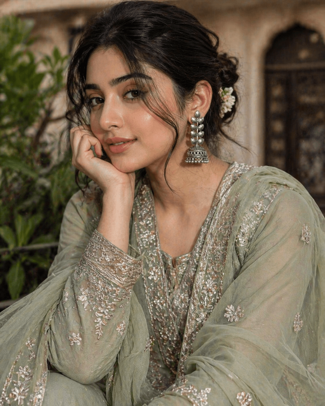 Oxidised Silver Leaf Drop Jhumka Earrings | Traditional Ethnic Statement Jewellery for Women - Couturier Design