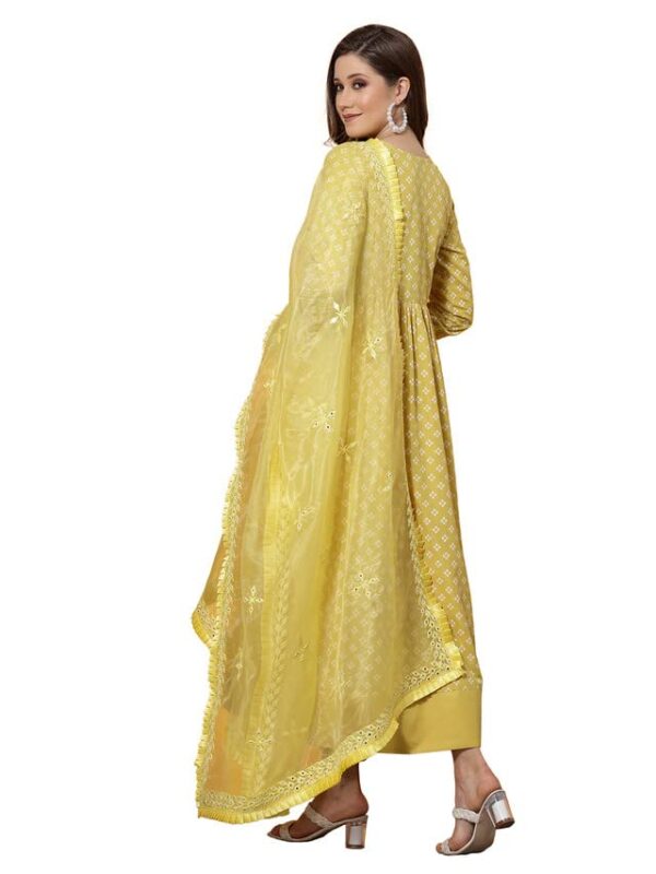 Silk Printed Flared Kurta Set with Dupatta