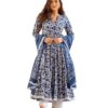 Women's Cotton Printed Pink Anarkali Kurta with Palazzo & Dupatta Set