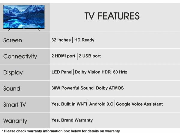 SKYWALL 80cm (32 inches) HD Ready Smart LED TV 32SW-VS (Black) - Image 2