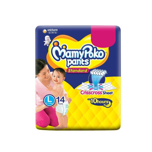 MamyPoko Pants Standard Diapers, Large (L), 14 Count