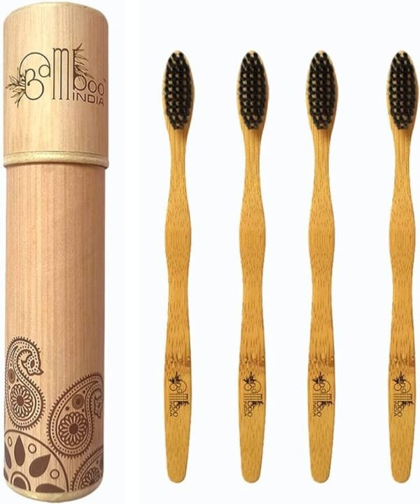 BambooIndia Bamboo Manual Toothbrush (Pack Of 4)