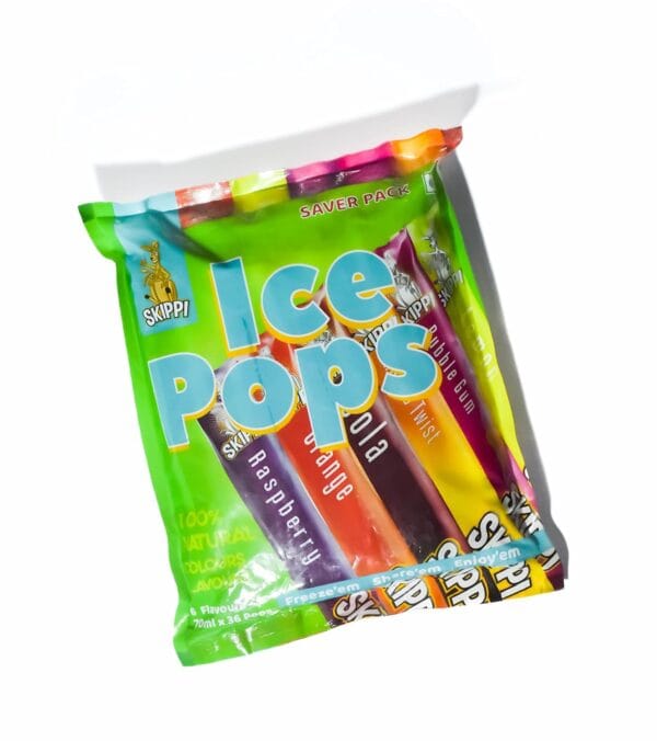 Skippi Icepops Fruit Flavored Ice Pops, Ice Bars, Fruit Bars - Bag of 36pcs