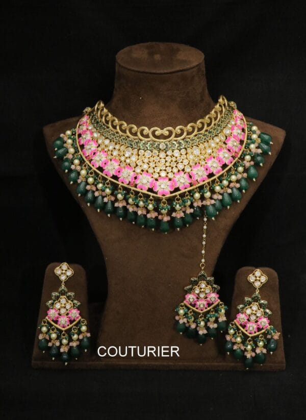 Bridal Polki Kundan Jewellery Set (Green)