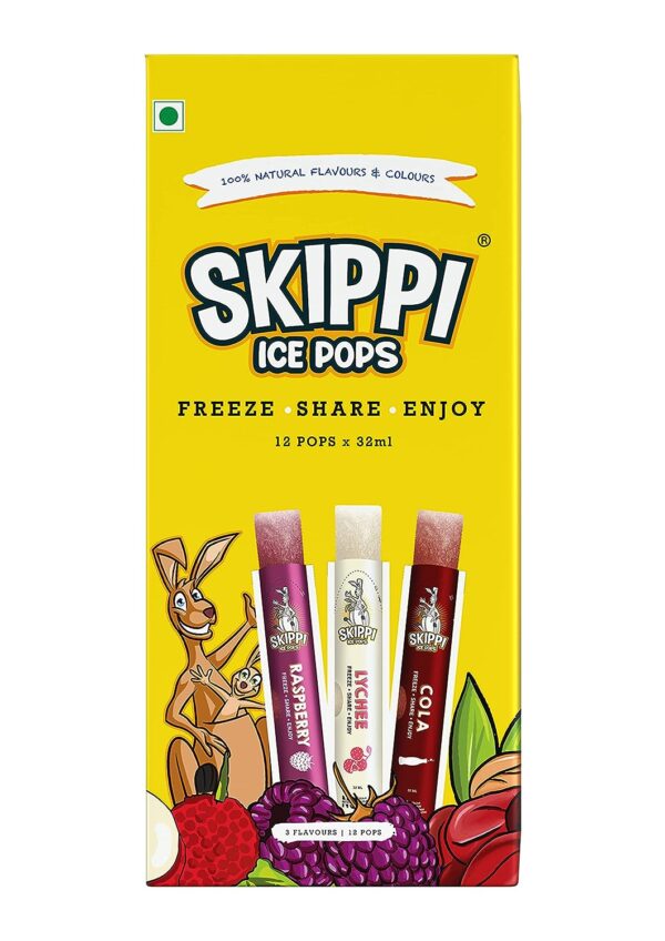 Skippi Ice Pops Skippi Icepops Natural Ice Popsicles (Lychee, Raspberry And Cola) - 12 X 32 Ml