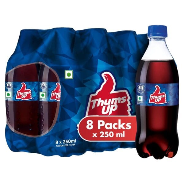 Thums Up Soft Drink | PET Bottle, 250 ml (Pack of 8)