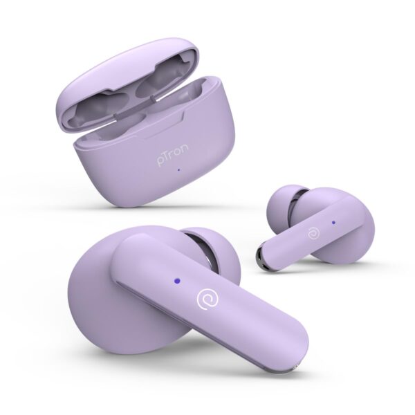 pTron Bassbuds Duo in-Ear Wireless Earbuds (Light Lilac)