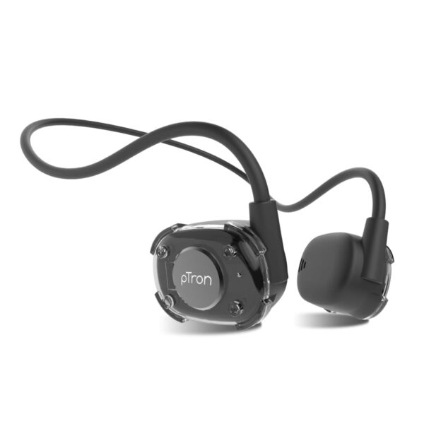 pTron Newly Launched Tangent Impulse, SafeBeats Open-Ear Wireless Headphones with Mic (Black)