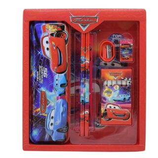 Cartoon Printed Stationary Kit for Kids - Stationary Box Pencil Pen Eraser Sharpener and Pencil Box- Hotwheels