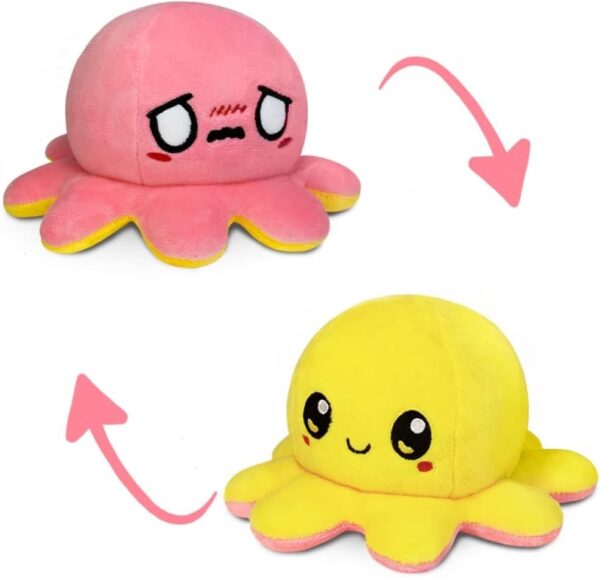 Reversible Octopus Happy Yellow Worried Pink