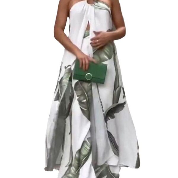 Women's Clothing Printed Long Halter Top Suit