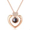 Sterling silver rose gold pendant 100 languages I love you heart-shaped diamond ornaments