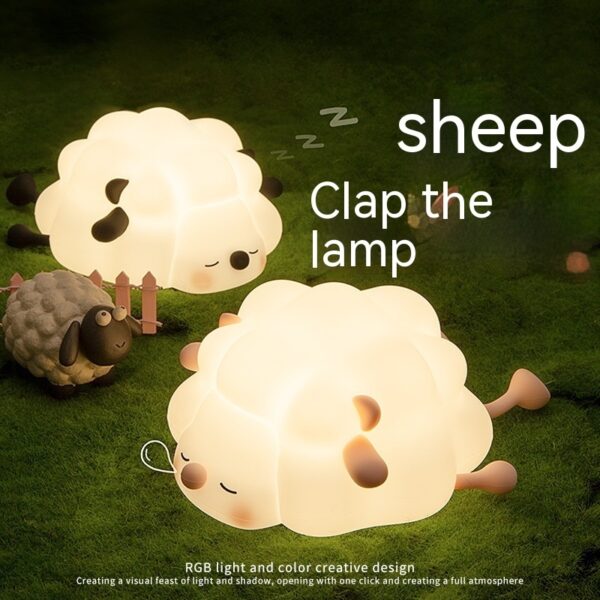 Cute Silicone Night Lights Sheep Cartoon Bedroom Lamp For Children's - Decoration Item for Kids - Image 4