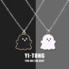 Black And White Ghost Necklace Halloween Gift - Pendant for Women