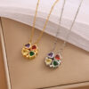 Four-Leaf Clover Pendant Necklace Female Korean Malachite Jewellery