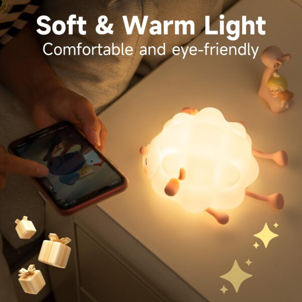 Cute Silicone Night Lights Sheep Cartoon Bedroom Lamp For Children's - Decoration Item for Kids - Image 3